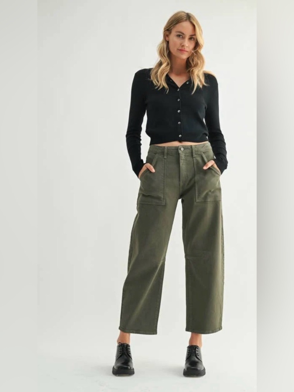Just Black Denim Utility Seamed Barrel Jeans, Size 31